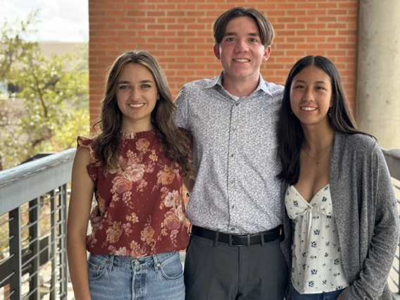 Flinn Scholars (from left) Roselyn Dorell, Oliver Hoerth and Jeanette Mendoza. 