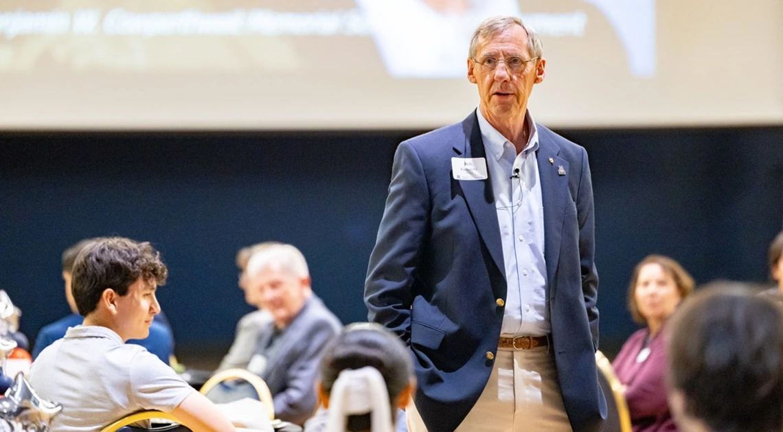 Robert Rutherford speaks to a crowd at the University of Arizona College of Engineering scholarship reception